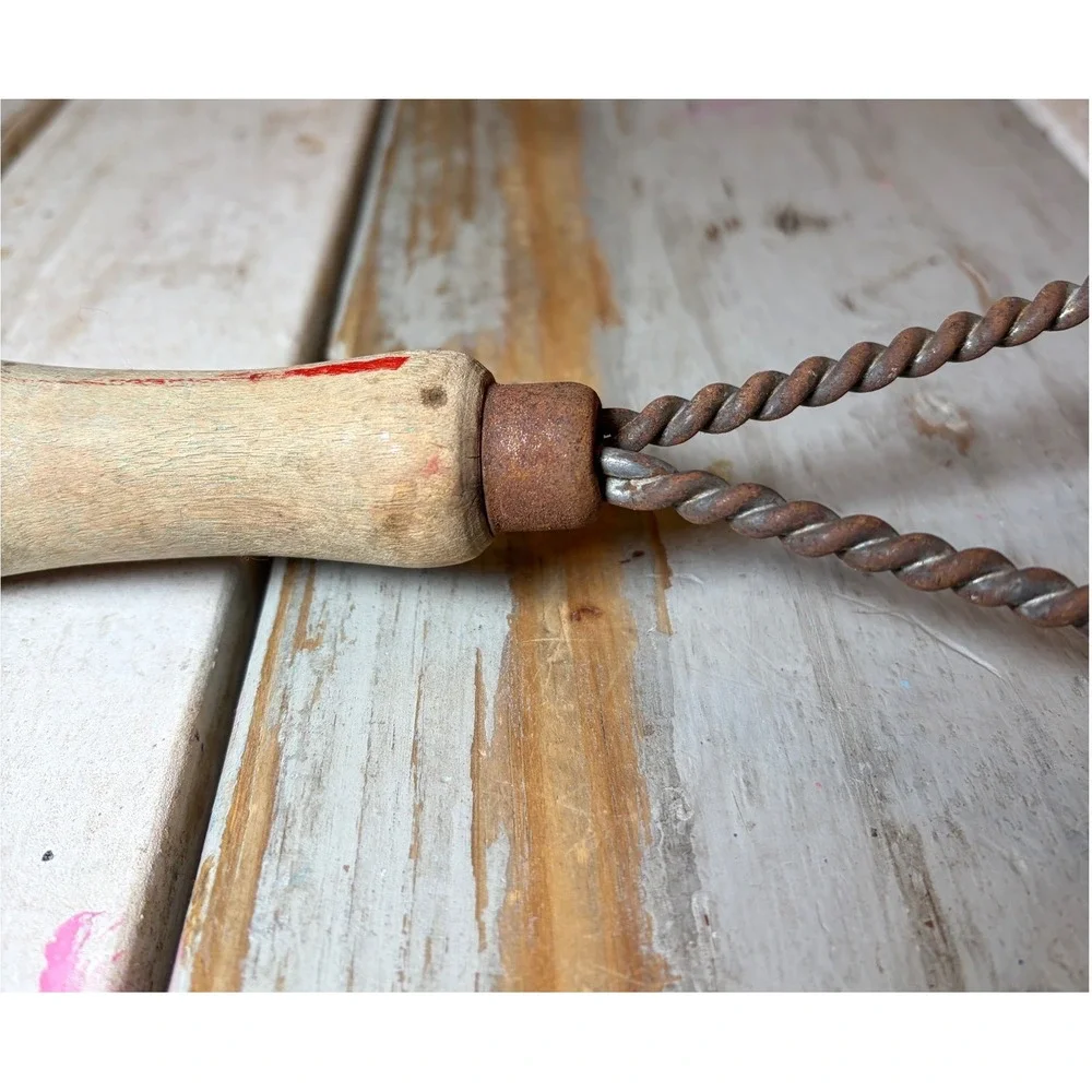 Vintage Antique Wire Potato Masher Primitive Kitchen Tool Wood Handle c1 900